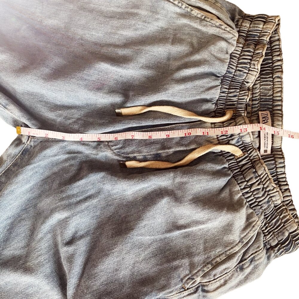 ZARA Drawstring Waistband Denim Jean Joggers Size Medium - Picture 5 of 7